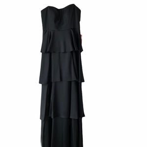 Aidan Mattox Black Hammered Satin Gown